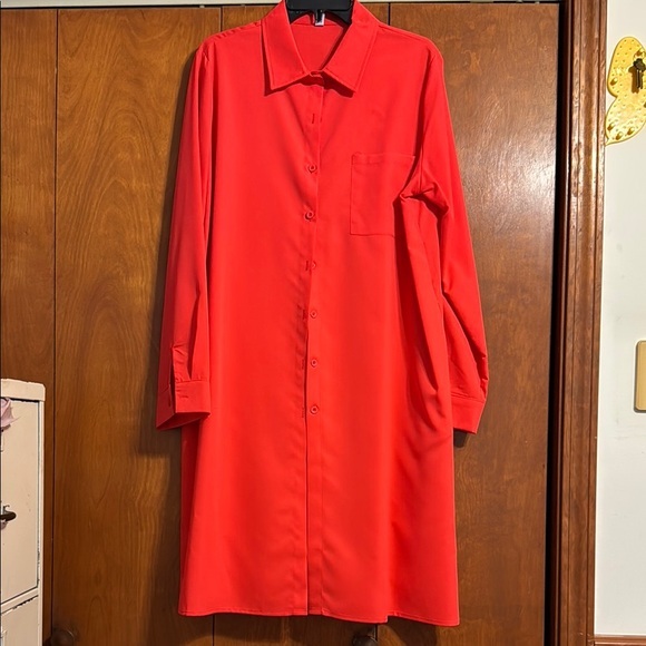 Elegant orange Shirt Dress K-4 - Picture 1 of 6